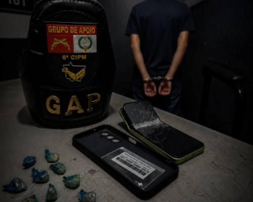Adolescente é apreendido com drogas após resistência e quebra de celular em Poconé